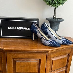 KARL LAGERFELD PARIS, the Rey Plaid Mesh Pumps